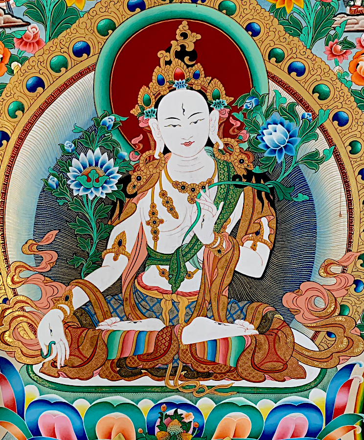 Central Tara, from the 1000 White Taras thangka in the Garchen Institute Temple