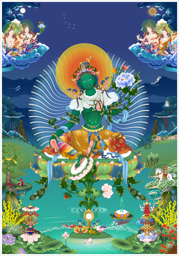 Green Tara in Tushita Pureland