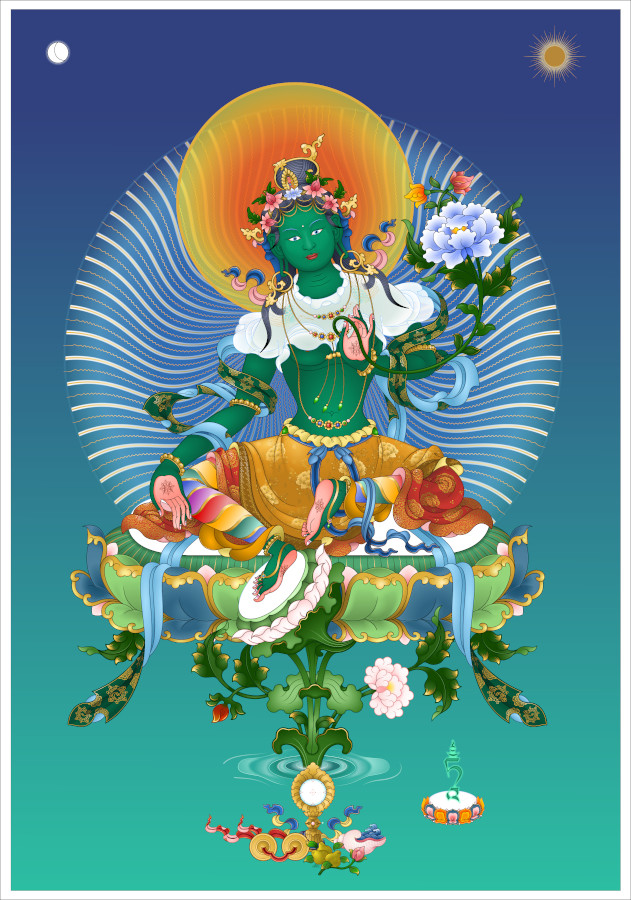 Simple Green Tara on a lotus